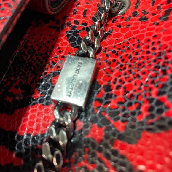 YSL Yves Saint Laurent Red / Black Snake Embossed Cross Body / Shoulder Bag COA - Picture 5 of 6